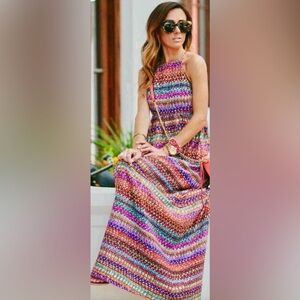 CeCe by Cynthia Steffe Annabel Crepe de Chine Maxi Dress in Hot Pepper Print